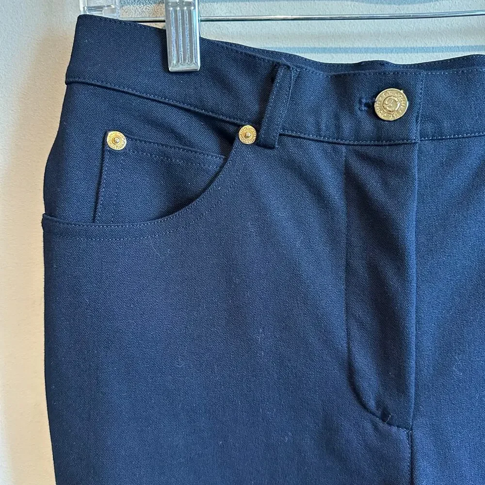 St. John Sport by Marie Gray Navy Blue Straight Leg Cotton Blend Pant 4